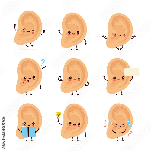 Cute smiling happy human ear set 