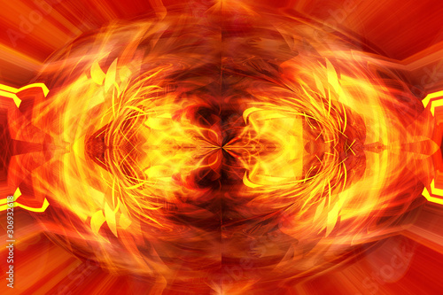 An abstract fiery sphere shaped background image.