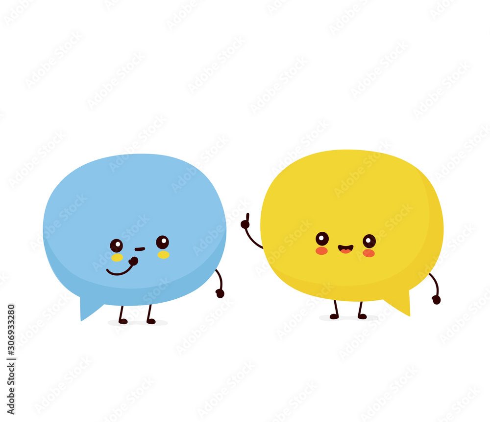 Cute happy speech bubbles talking. Cute happy speech bubbles talking.