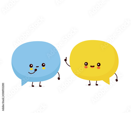 Cute happy speech bubbles talking.