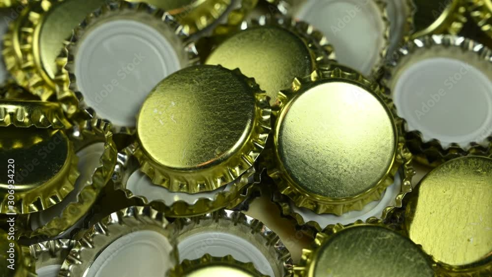 many beer cap spin on table many beer cap spin on table
