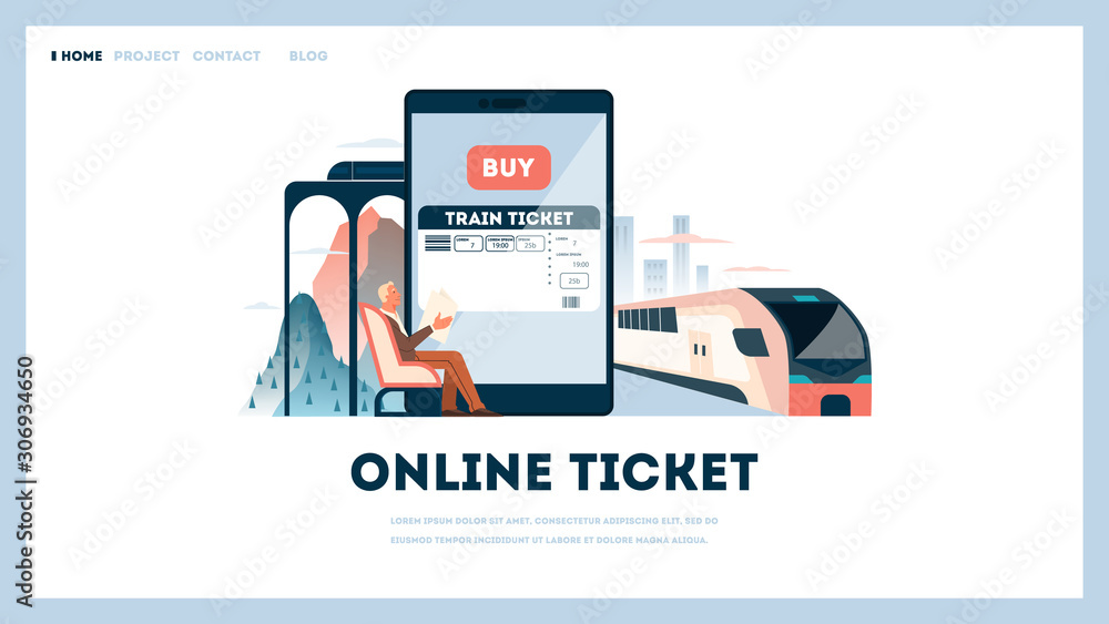 Vecteur Stock Book a train ticket online concept. Idea of travel and  tourism. | Adobe Stock