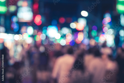 Light blur defocused of bangla road in Patong city, night time with many people walking around to drinking shop and party