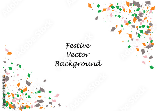 Festive color rectangle confetti background. Abstract frame confetti texture for holiday  postcard  poster  website  carnivals  birthday and children s parties. Cover confetti mock-up. Wedding card