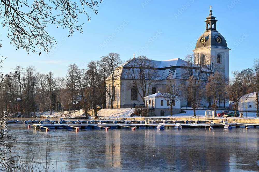 filipstad church and the lake daglosen in Varmland Sweden