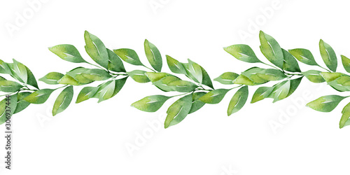 Watercolor borders Pattern with cute hearts and delicate flowers