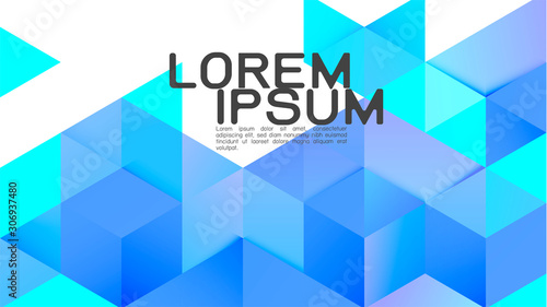 Abstract gradient blue mixed geometric template and modern overlapping on white background with space for text on top. Vector illustration