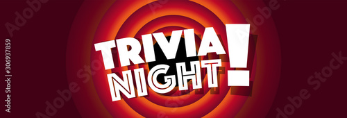 Trivia night on red cartoon background
