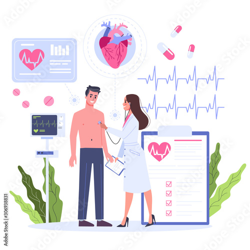 Cardiology concept. Idea of heart care and medical examination.