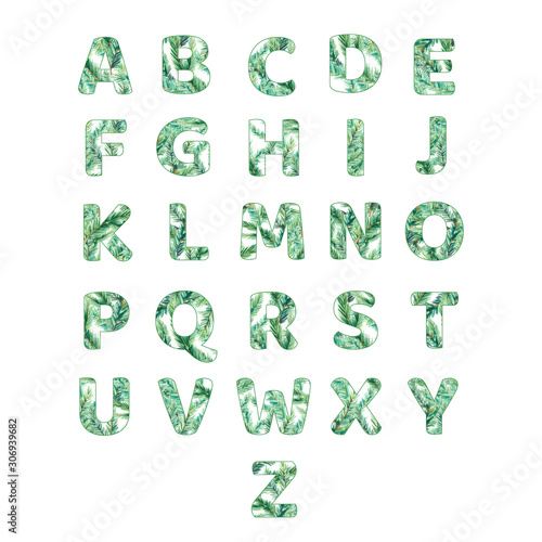 Watercolor cute alphabet. Christmas design font for greeting card, banner, template.