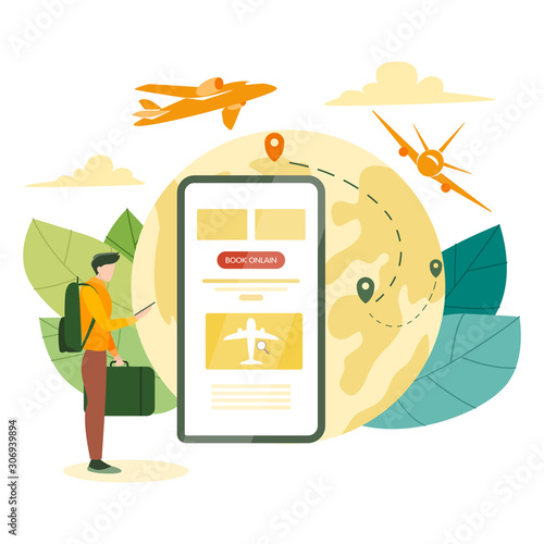 Book flight online concept. Idea of travel and tourism. Planning