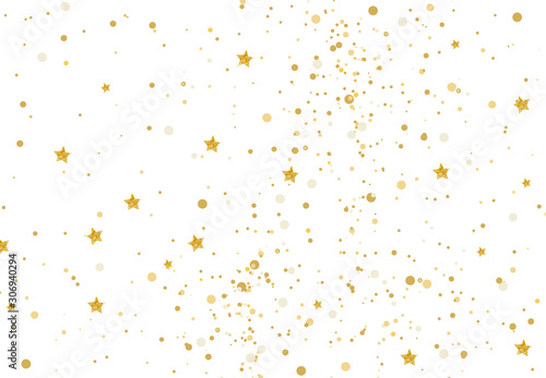 Vector illustration gold glitter and stars light texture abstract background, holiday event festive concept