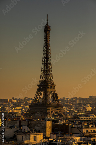 Fototapeta Naklejka Na Ścianę i Meble -  La ville de Paris shootée depuis le toit de l'Arc de Triomphe