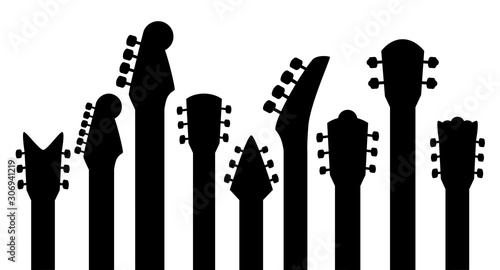 Guitar neck silhouette set. To see the other vector guitar illustrations , please check Guitars collection. photo