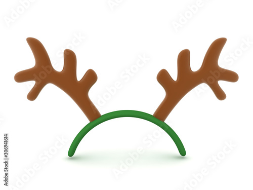 3D Rendering of cute reindeer antlers