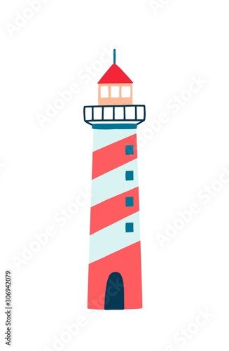 Lighthouse flat vector illustration