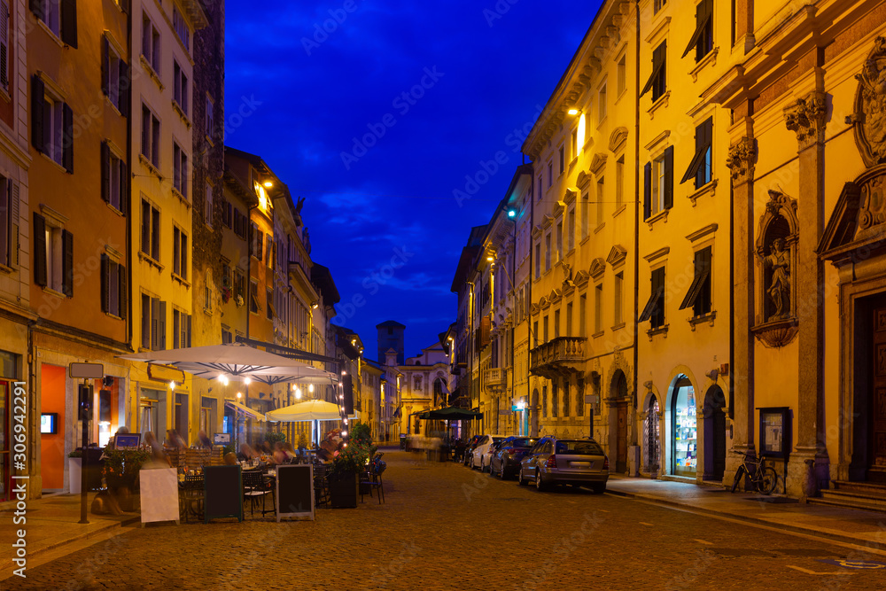 Trento street in evening