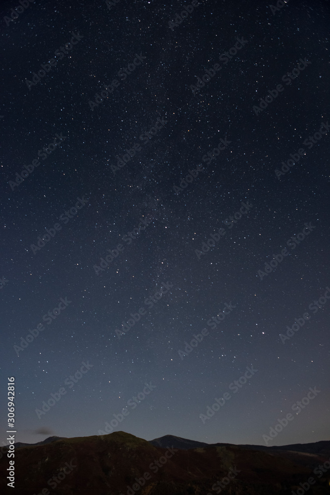 Starry night sky with silhouette foreground Starry night sky with silhouette foreground