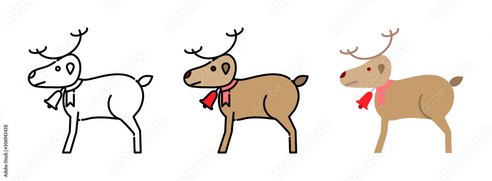 Reindeer icon set  isolated on white background for web design