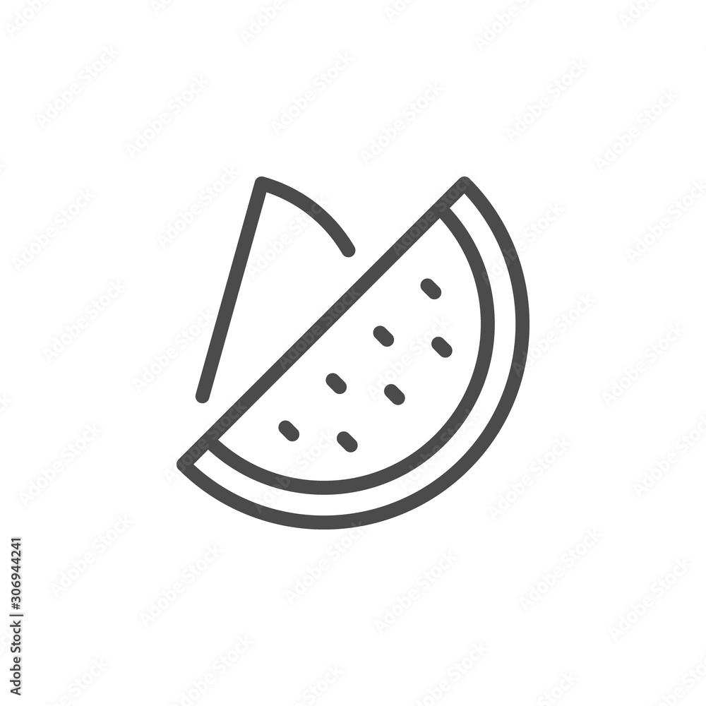 Watermelon line outline icon fruit concept Watermelon line outline icon fruit concept