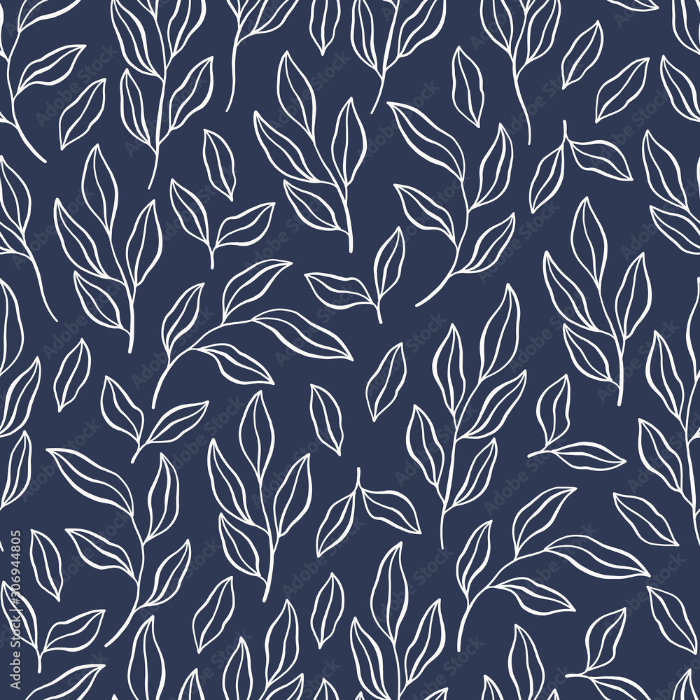 Fototapeta premium Pattern Flower navy yellow Leaf plant