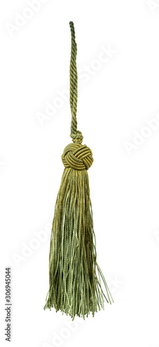 Small green tieback with rope