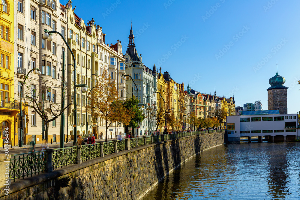 Obraz premium Prague embankment on Vltava river