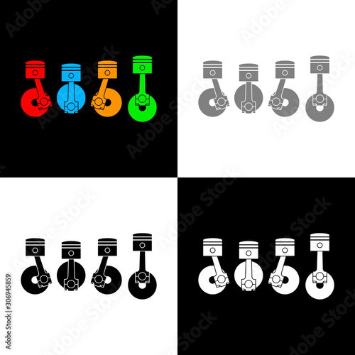 Car pistons icon set, vector illustration