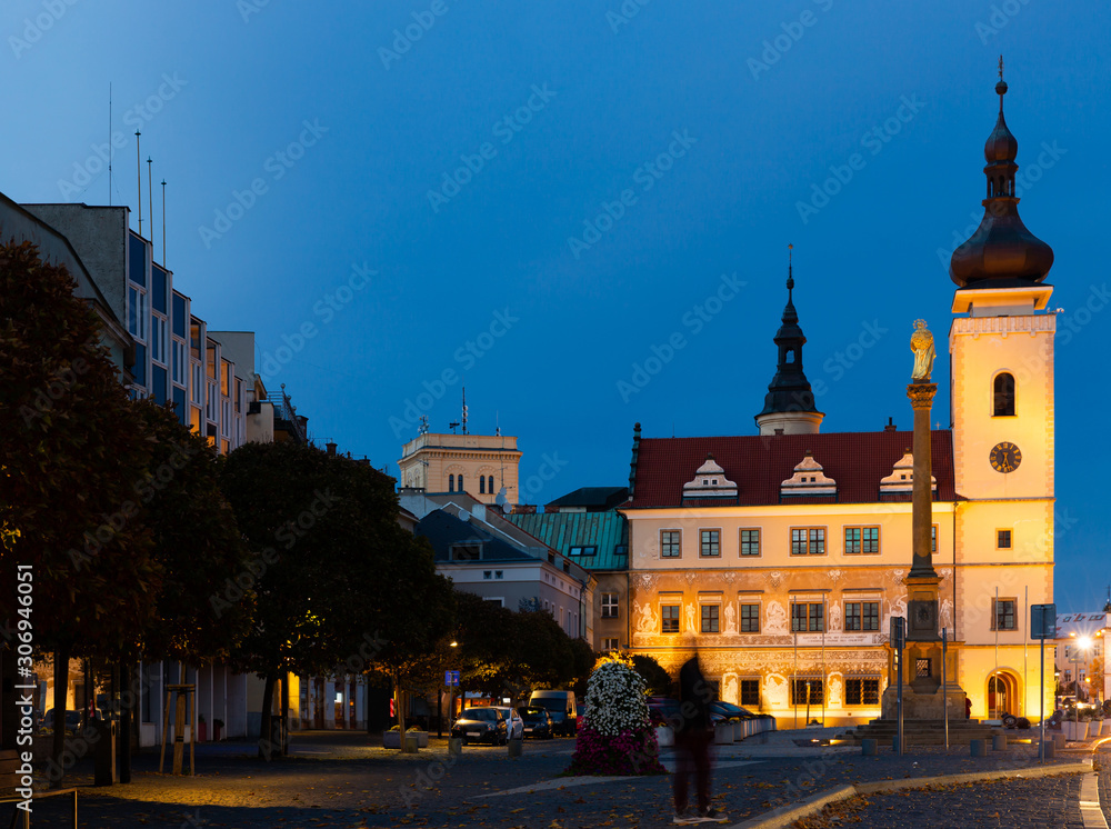 Square of Mlada Boleslav with Old Town Hall and Marian Column