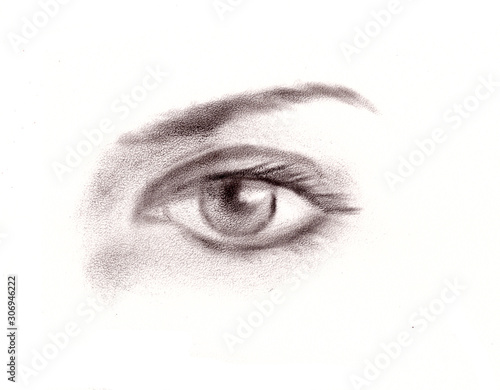 black and white graphic drawing isolated beautiful human female eye