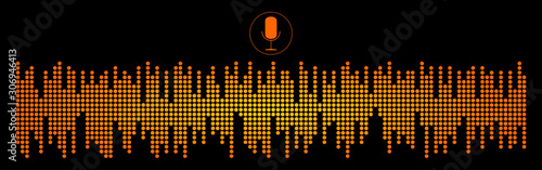 Voice Recognition with a microphone and soundwaves - illustration