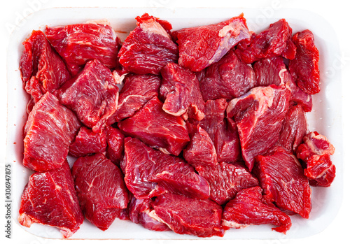 Raw beef for stew