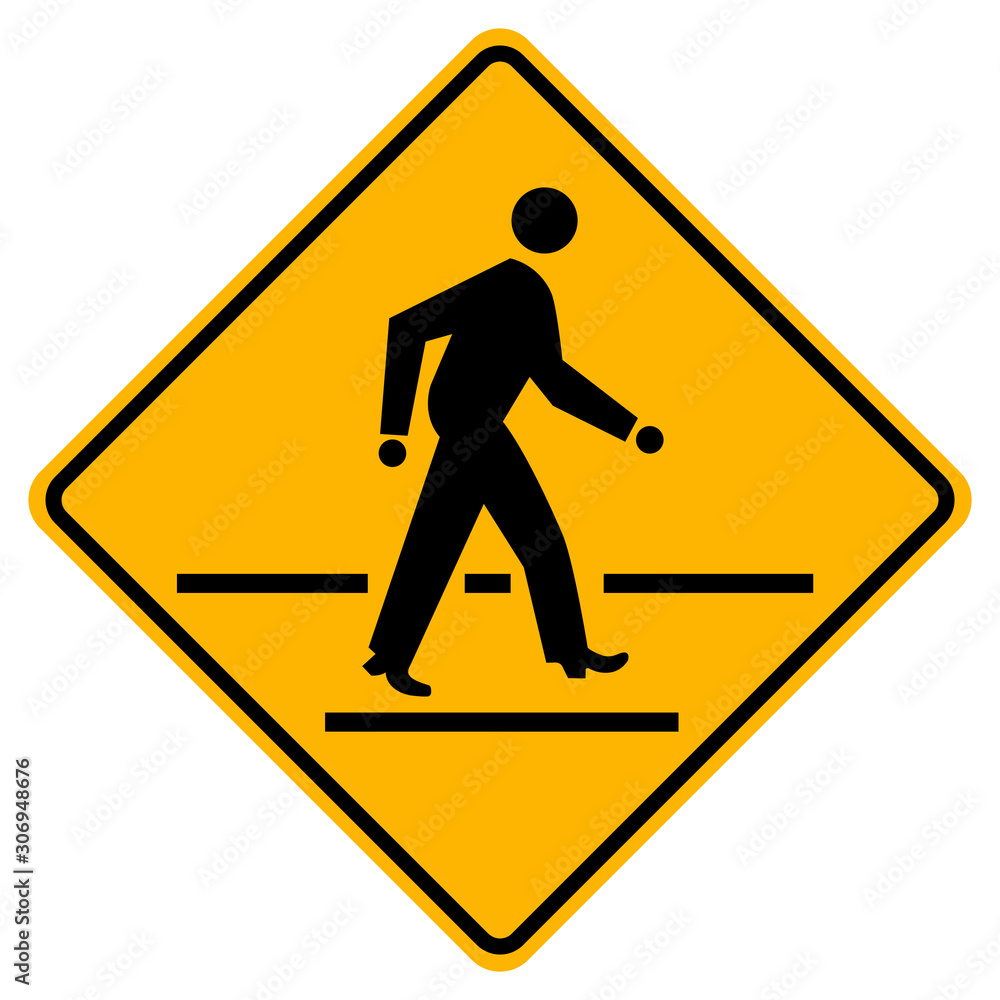 Pedestrian Crossing Warning Road Sign,Vector Illustration, Isolate On White Background Label. EPS10 Pedestrian Crossing Warning Road Sign,Vector Illustration, Isolate On White Background Label. EPS10