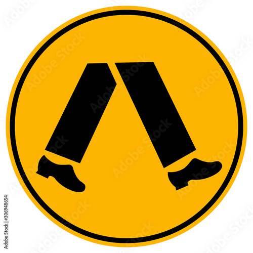 Pedestrians Round Yellow Sign,Vector Illustration, Isolate On White Background Label. EPS10