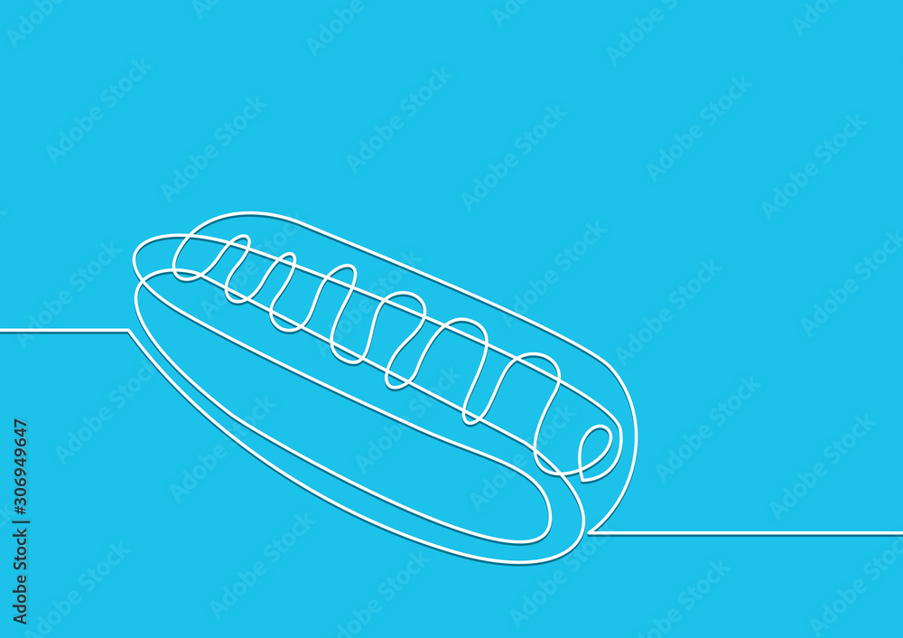 Hot dog line icon- continuous line drawing Hot dog line icon- continuous line drawing
