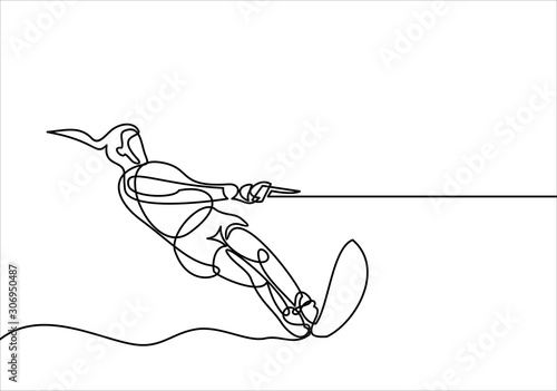 summer sports. surfing. hand drawn. line drawing. vector illustration.continuous line drawing