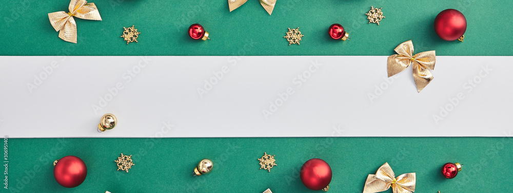 Fototapeta premium Christmas winter banner with white copy space