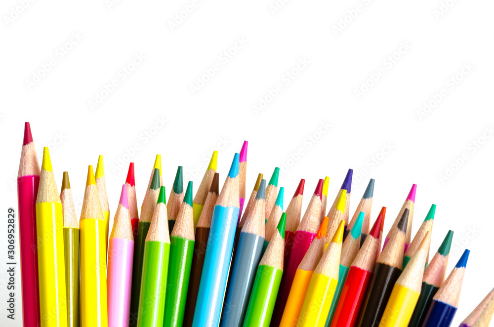 Group of colorful pencils pattern isolated on white background Group of colorful pencils pattern isolated on white background