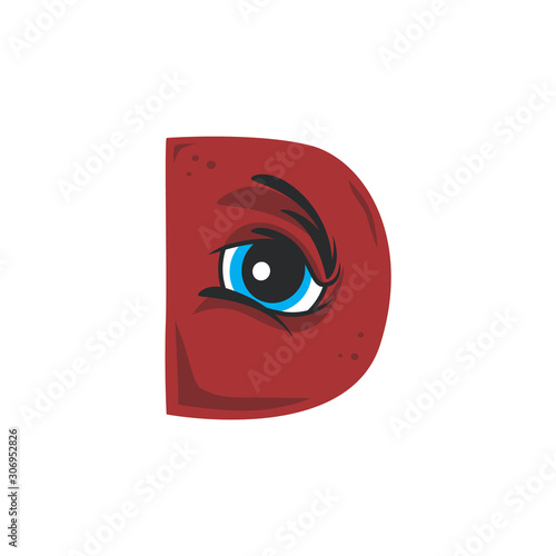 angry mad eye alphabet initial logo vector