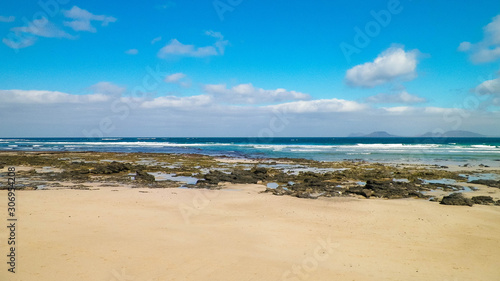 Beach and Atlantic Ocean in Caleta de Famara  Lanzarote Canary Islands.