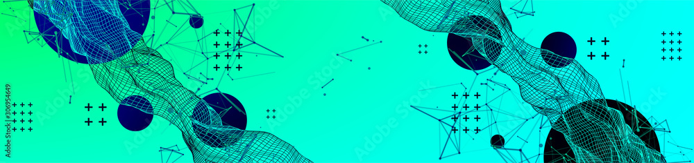 Fotobehang Zeegroen Abstract bright geometric  background. Vector illustration #306954649