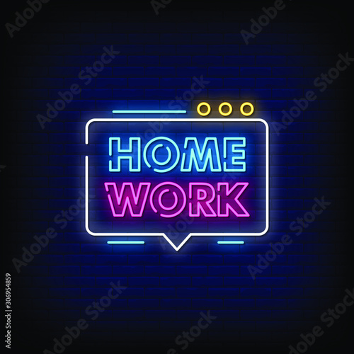 Home Work Neon Signs Style Text vector