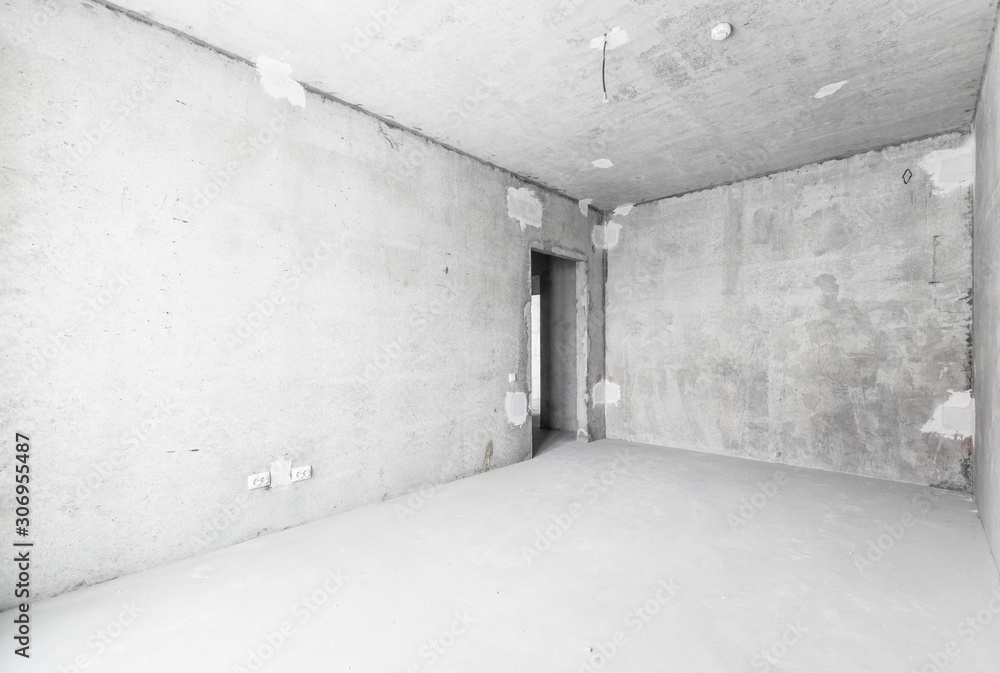 interior of the apartment without decoration in gray colors interior of the apartment without decoration in gray colors