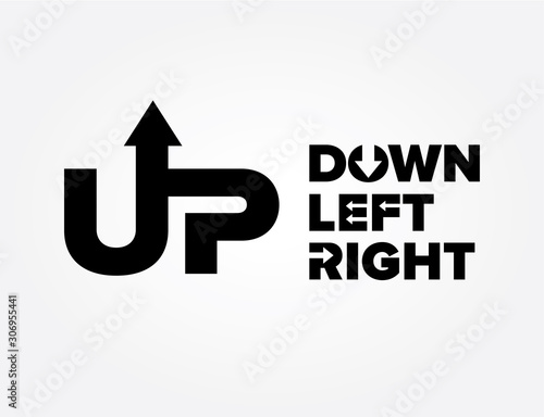 Up down left right word mark symbol direction