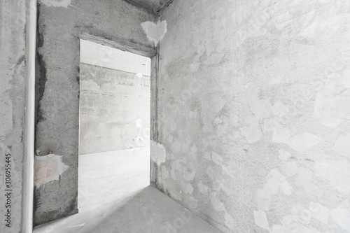 interior of the apartment without decoration in gray colors