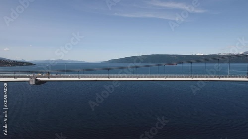 Wallpaper Mural Construction Work On Empty Suspension Bridge In The Arctic. Infrastructure, Nature, Travel Concept. Location: Hålogaland Bridge, Rombaken Fjord, Norway. July Of 2019.  Torontodigital.ca