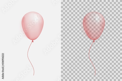 Red balloon isolated on background. Transparent ball for the holiday.
