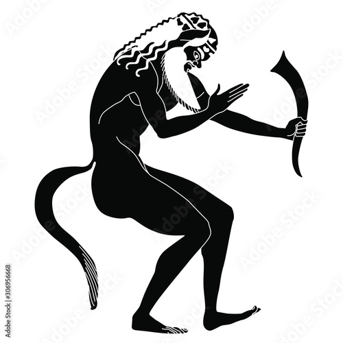 Photo Drunken ancient Greek satyr holding rhyton of wine