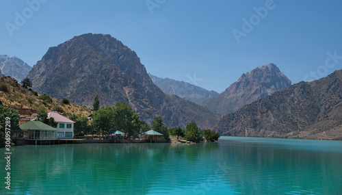 Tajikistan. The pearl of the Pamir tract is the amazing mountain lake Iskanderkul.