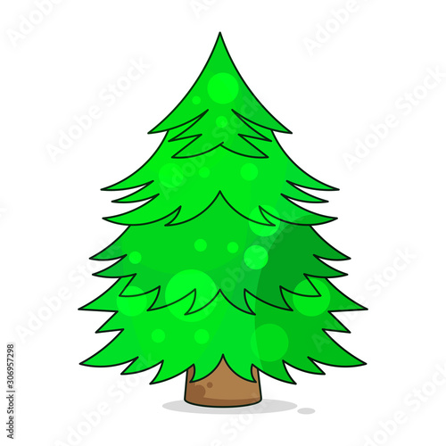 Real Christmas Spruce Tree. Sketch For Greeting Card With Text, Festive Poster Or Party Invitations.the Attributes Of Christmas And New Year. Vector